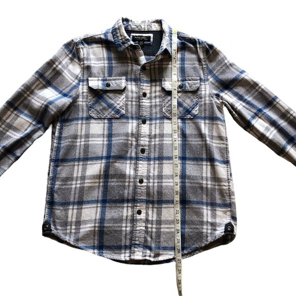 PROJEK RAW Men’s Flannel Plaid Button-Down Shirt 100% Cotton Blue Gray Small - Picture 12 of 14